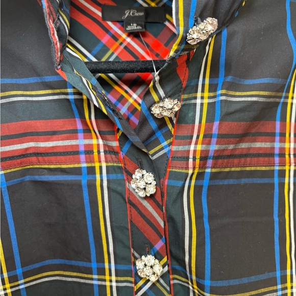 J.Crew - NWT Jewelled Button Popover Tunic in Stewart Tartan in Size 12 - Picture 4 of 13